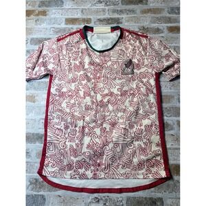 Mexico National Team Soccer Jersey Aztec Print Maroon White Mens Small S